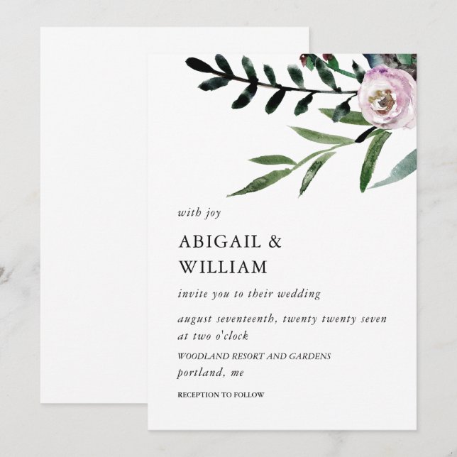 Romantic Floral Wedding Invitation (Front/Back)