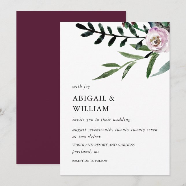 Romantic Floral Wedding Invitation (Front/Back)