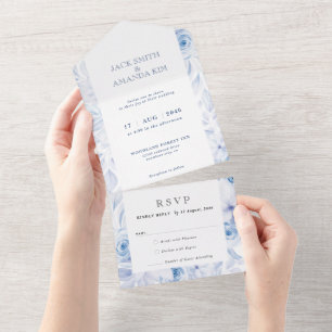 Romantic Floral Wedding invitation all in one