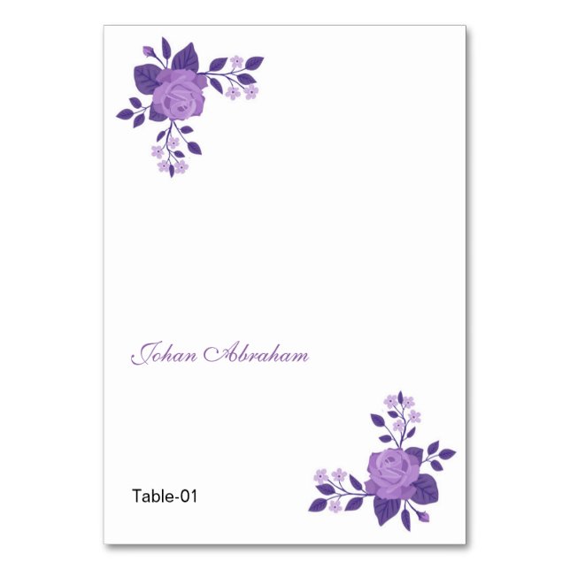 Romantic Floral Wedding Place card (Front)