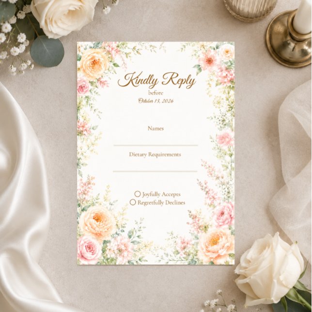 Romantic Floral Wedding RSVP Card (Creator Uploaded)