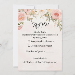 Romantic Floral  Wedding RSVP Card