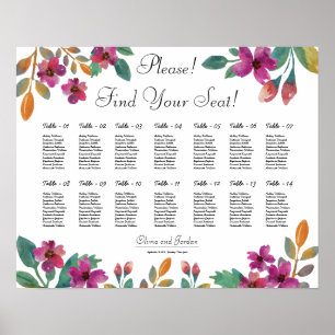 Romantic Floral Wedding Seating Chart Poster