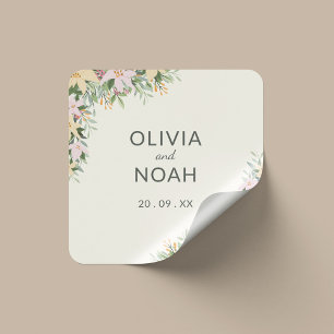Romantic floral wedding  square sticker