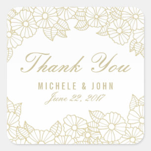 Romantic Floral Wedding Thank You Favours Stickers
