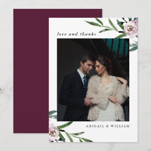Romantic Floral Wedding Thank You Photo Card
