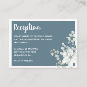 Romantic floral white gentle flowers grey wedding enclosure card