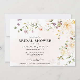 Romantic Floral Wildflower Boho Bridal Shower Invitation