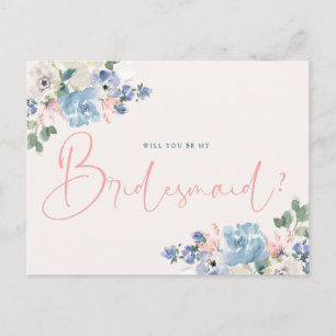 Romantic floral will you be my bridesmaid card