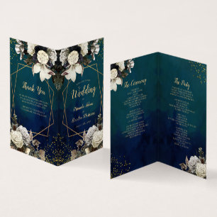Romantic Floral Wreat Wedding Folded Program Card