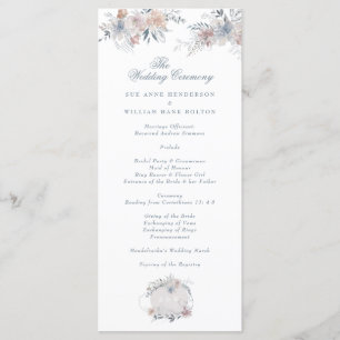 Romantic Floral Wreath Watercolor Monogram Wedding Programme