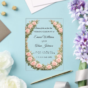 Romantic Floral Wreath Wedding Invitation