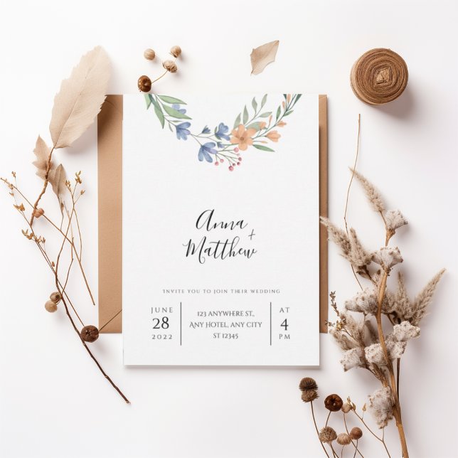 Romantic Floral Wreath Wedding Invitation (Creator Uploaded)