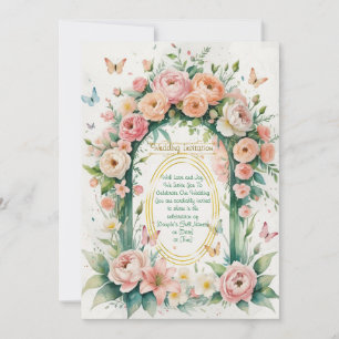 "Romantic Floral Wreath Wedding Invitation" Invitation