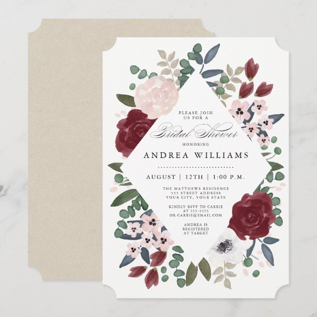 Romantic Florals Bridal Shower Invitation (Front/Back)