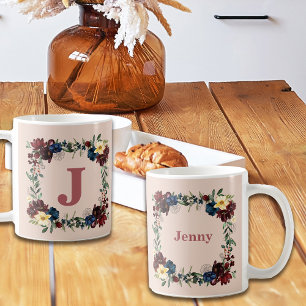 Romantic Florals Custom Monogram Coffee Mug