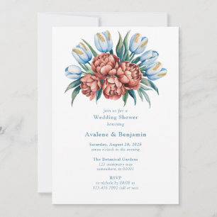 Romantic Florals: Peonies & Tulips Couples Shower Invitation