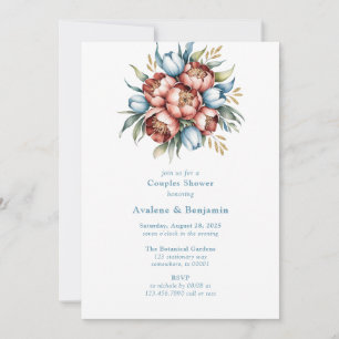 Romantic Florals: Peonies & Tulips Couples Shower Invitation