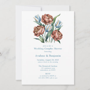 Romantic Florals: Peonies & Tulips Wedding Shower Invitation
