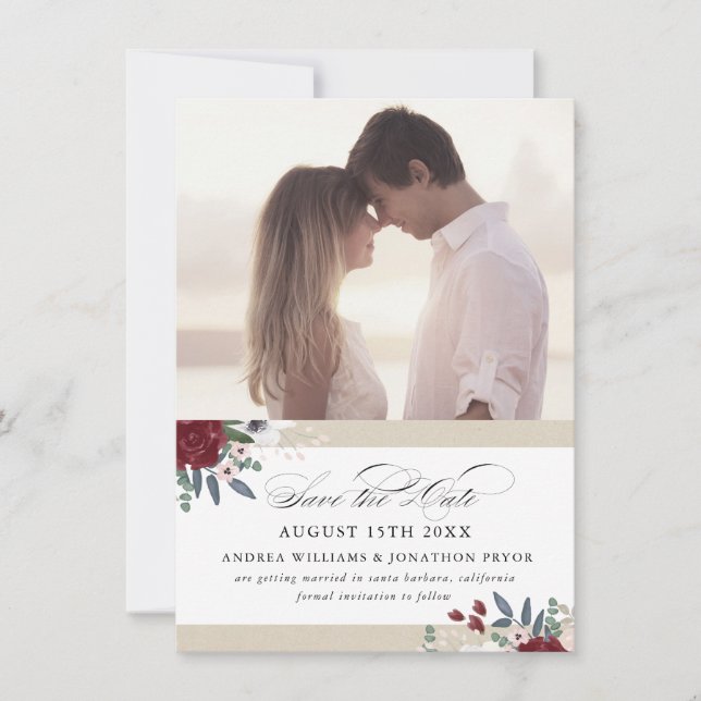 Romantic Florals Save the Date (Front)