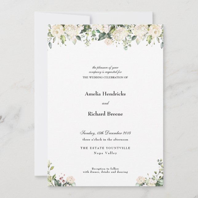 Romantic Florals Wedding Invitation (Front)