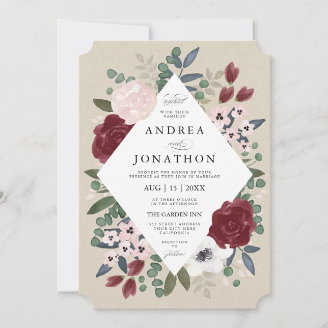 Romantic Florals Wedding Invitation (Front)