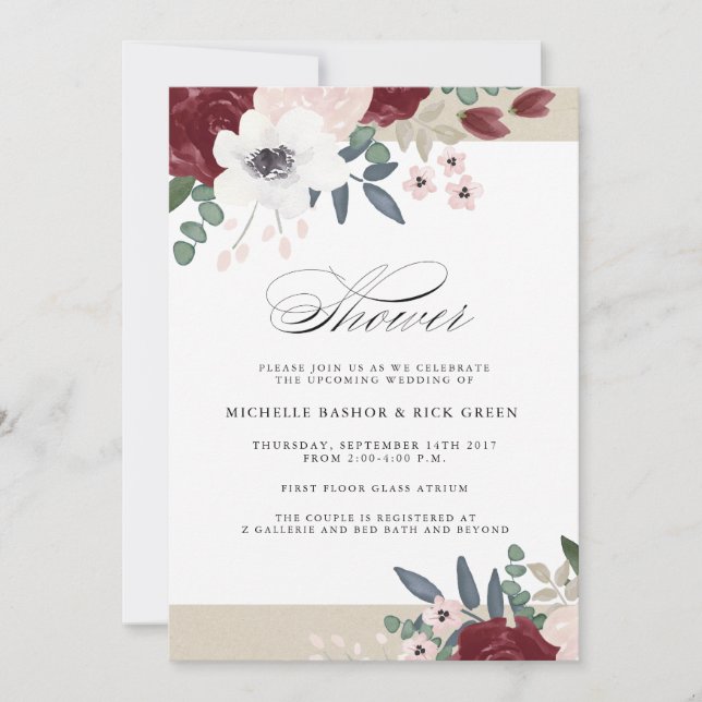 Romantic Florals Wedding Shower Invite (Front)