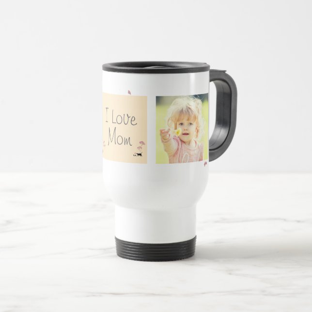 Romantic Flower and Family Photo Mothers Day   Travel Mug (Front Right)