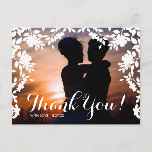 Romantic Flower Border   Thank You Postcard