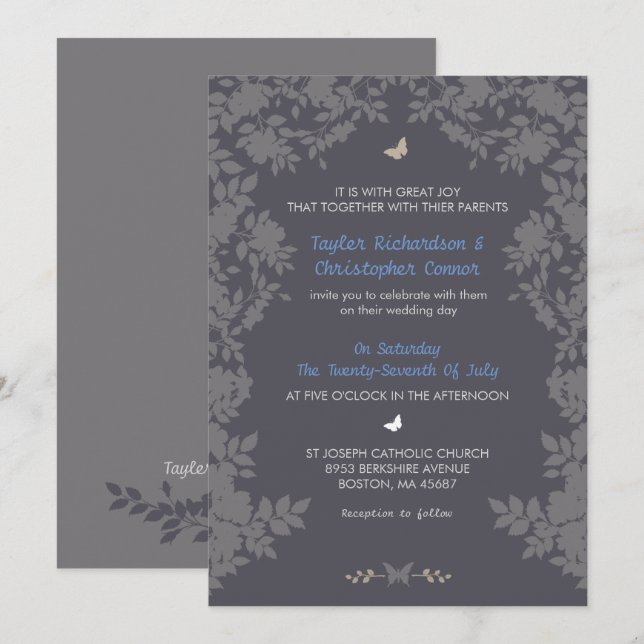 Romantic Flower Border | Wedding Invitations (Front/Back)