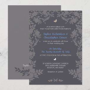 Romantic Flower Border   Wedding Invitations