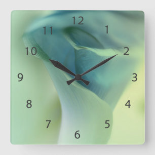 Romantic Flower in Blue Tones Square Wall Clock