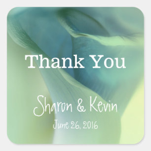 Romantic Flower in Blue Tones Thank You Square Sticker