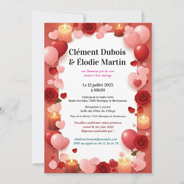 Romantic Flower Wedding Invitation (Front)
