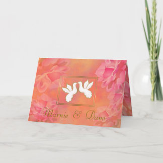 ROMANTIC FLOWER WEDDING INVITATION PINK LOVE DOVES