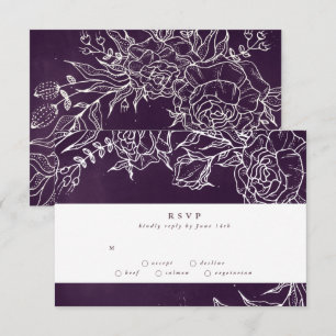 Romantic Flower Wreath Purple Wedding RSVP Card