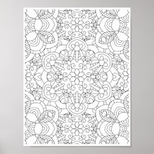 Romantic Flowers - Advanced Colouring Page Poster