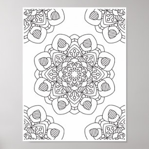 Romantic Flowers - Advanced Colouring Page Poster