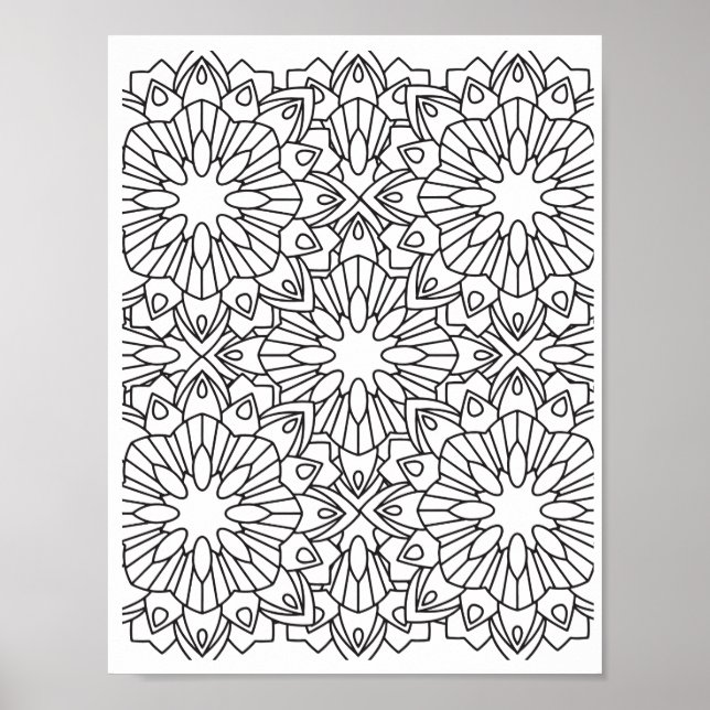 Romantic Flowers - Advanced Colouring Page Poster (Front)