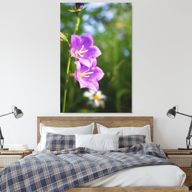 Romantic Flowers – Botanical Fantasy Boho Canvas Print (Insitu(Bedroom))
