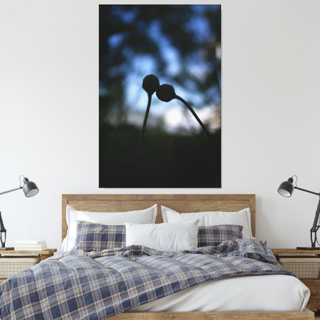 Romantic Flowers – Botanical Fantasy Boho Canvas Print (Insitu(Bedroom))