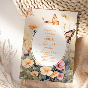 Romantic Flowers & Butterflies Bridal Shower Invitation