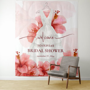 Romantic Flowers Dress Bridal Shower Welcome Tapestry