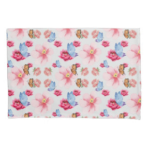 Romantic flowers in cottage garden pillowcase