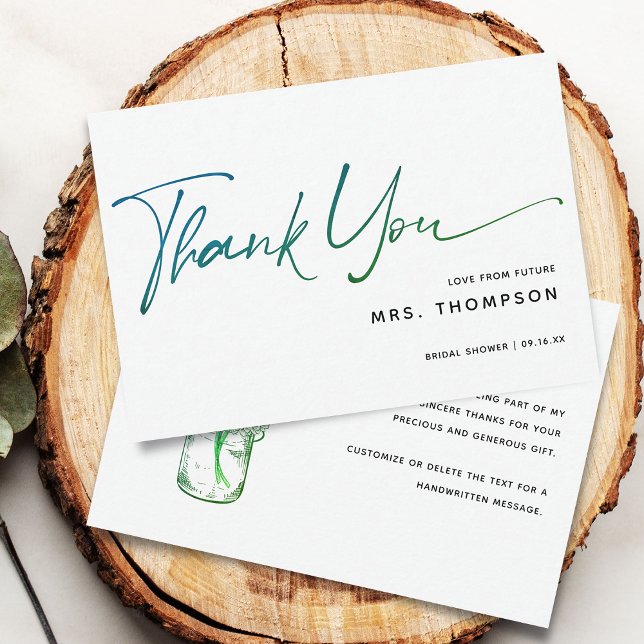 Romantic Flowers Modern Script Bridal Shower Thank You Card (Romantic Flowers Modern Script Bridal Shower Thank You Card)