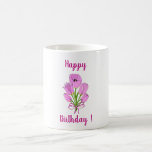 Romantic flowers tulips birthday Minimalist Coffee Mug