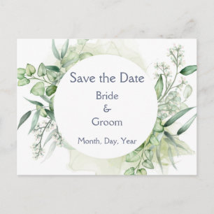 Romantic Foliage Greenery Botanical Save the Date Announcement Postcard
