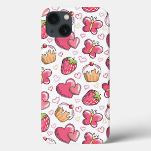 romantic food pattern iPhone 13 case