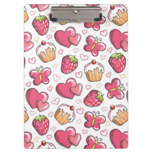 romantic food pattern clipboard