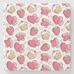romantic food pattern stone coaster